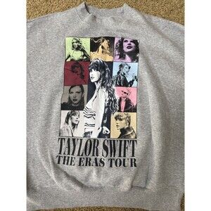 Taylor Swift The Eras Tour Graphic‎ Sweatshirt Grey Crewneck Pullover Medium